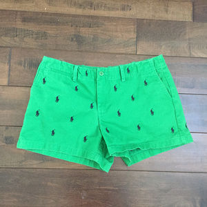 Ralph Lauren Sport Green Navy Pony Shorts Sz 8